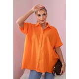 Kesi Cotton shirt with short sleeves in orange color Cijene