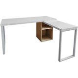 MID.YOU kotna pisalna miza kovina, leseni material bela, barve hrasta | Shoptok.si