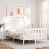 vidaXL Posteljni okvir z vzglavjem bel 120x200 cm trden les | Shoptok.si