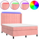 The Living Store Box spring postelja z vzmetnico LED roza 140x190 cm žamet - Box Spring Postelja, (21491078) | Shoptok.si