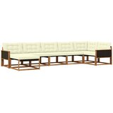 vidaXL Zunanja garnitura za sedenje z blazino 7 pcs Naravna in smetana, (5000273083) | Shoptok.si