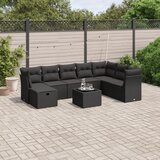 vidaXL 9-dijelni set vrtnih sofa s jastucima crni od poliratana | shoptok.hr