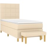 Okvir kreveta s oprugama i madrac krem 80x200 cm od tkanine | shoptok.hr