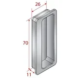 Školjkasti ročaj (Do x Š x V: 11 x 26 x 70 mm, Zunanje dimenzije: 32 x 75 mm, Srebrna)