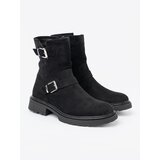 Shelvt Modern black ankle boots with silver buckles | shoptok.hr