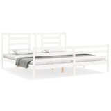 The Living Store Posteljni okvir z vzglavjem bel 200x200 cm trden les - Posteljni Okvir, (21523686) | Shoptok.si