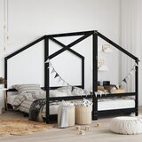 vidaXL Otroški posteljni okvir črn 2x(90x190) cm trdna borovina | Shoptok.si