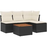 vidaXL Vrtna sedežna garnitura 5-delna z blazinami črn poli ratan, (21034266) | Shoptok.si