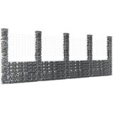 vidaXL Gabionska košara U-oblika s 5 stupova 500x20x200 cm željezna Cijene