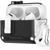 INF Zaščitno ohišje za AirPods 4 - TPU+PC, magnetno zapiranje, stojalo, kavelj White+Black, (5000074705) | Shoptok.si