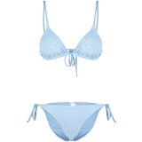 Trendyol Blue Triangle Tie Textured Two-Piece Bikini Set | shoptok.hr