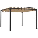  Sjenica s re&amp;scaron;etkastim krovom 3x3 m smeđe-siva tkanina/aluminij Slike