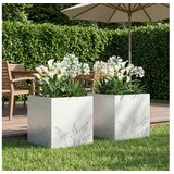 vidaXL Vrtna saksija 2 kom. Bijela 50 x 50 x 49 cm Čelična vrata - Bijela 50 x 50 x 49 cm 2 Cijene