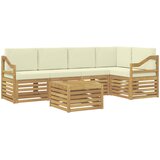  Sekcijska garnitura 6 pcs Bijela i krem Čvrsto drvo akacije | Eponuda.com