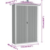 Vrtno spremište sivo 116x45x175 cm od pocinčanog čelika | shoptok.hr