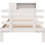  Knjižna postelja brez vzmetnice bela 75x190 cm trdna borovina | Shoptok.si