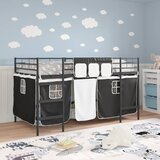  Krevet na kat za djecu s zavjesama Crna 107 x 200 cm | shoptok.hr