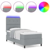  Krevet s oprugom s madracem &amp LED svjetlom svijetlosivi 90x190 cm tkanina | shoptok.hr