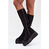 VINCEZA Womens Knee High Platform And Wedge Boots Black 58342 | shoptok.hr