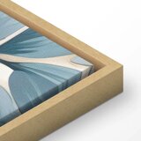  Slika - Turquoise Flowers in Retro Ambience Floristic Ornaments 120x80 U prirodnom drvenom okviru | shoptok.hr