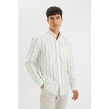 Defacto Regular Fit Polo Collar Striped Oxford Long Sleeve Shirt Cene