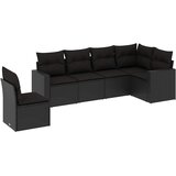  6-dijelni set vrtnih sofa s jastucima crni od poliratana | shoptok.hr