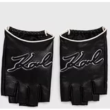 Karl Lagerfeld Usnjene rokavice ženske, črna barva, 245W3602