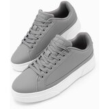 Ombre Men&#039;s eco leather sneakers shoes with thick sole - grey cene