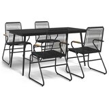  5-dijelni vrtni blagovaonski set od PVC ratana crni Crna | Shoptok.si