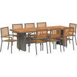  Komplet za jedilnico v vrtu 9 pcs Siva in rjava poli ratan, (5000288400) | Shoptok.si