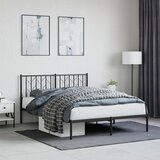 vidaXL Metalni okvir za krevet s uzglavljem crni 135x190 cm Cijene