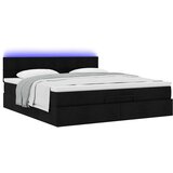 vidaXL Otomanski posteljni okvir z vzmetnico črn 160x200 cm blago | Shoptok.si