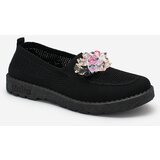 Resti Black women's fabric moccasins with crystals Fezens Cene