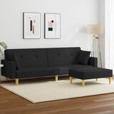  The Living Store Kavč dvosed z ležiščem in stolčkom za noge črno blago - Kavč Z Ležiščem, (21494898) | Shoptok.si