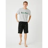 Koton Pajama Set - Black - With Slogan