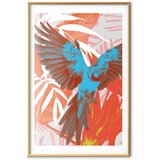  Plakat - Exotic Wings - parrot among abstract leaf patterns 29.7x42 Zlatni okvir s margom | shoptok.hr