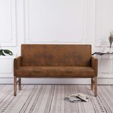 vidaXL Klupa s naslonom za ruke od umjetne brušene kože 140 cm smeđa | shoptok.hr