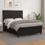  Box spring postelja z vzmetnico črn 140x200 cm umetno usnje, (20723773) Cene