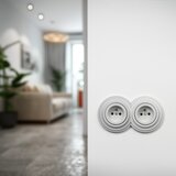  Kliklap - Dvostruka retro kućna utičnica sa ramom 230V, keramička, bela | Eponuda.com