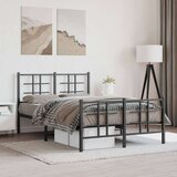 Metalni Kovinski posteljni okvir z vzglavjem in vznožjem črn 120x200 cm | Shoptok.si