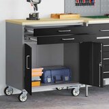  Radna klupa s ladicama s kotačem Crna i Siva 75 x 45 x 85 cm | shoptok.hr