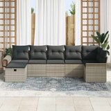 vidaXL Vrtna sedežna garnitura z blazino 7 pcs Svetlo siva Poly ratan, (5000153782) | Shoptok.si