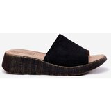 Panto Fino Suede Women's Wedge Slippers Black | Shoptok.si