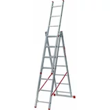Alpos Aluminijasta večnamenska lestev 3 x 7 (delovna višina: 4,95 m, transportna dolžina: 2,01 m, nosilnost: 150 kg)