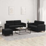  3-dijelni set sofa s jastucima crni od mikrovlakana - Crna S osloncem za noge | shoptok.hr