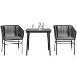  3-dijelni vrtni blagovaonski set s jastucima od crnog | shoptok.hr