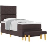 vidaXL Postelja s box springom z madracem in klopjo Temno rjava 80x200 cm Tkanina, (22080817) | Shoptok.si