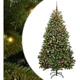 vidaXL Umjetno božićno drvce S LED lampica Zelena 210 cm PVC i metal | shoptok.hr