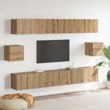 vidaXL Set TV komoda s policom Zidne s pohranom s vratima 6 pcs Stari zanatski 100 x 30 x 30 cm | shoptok.hr