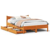 vidaXL Posteljni okvir s predali voščeno rjav 135x190 cm borovina Cene